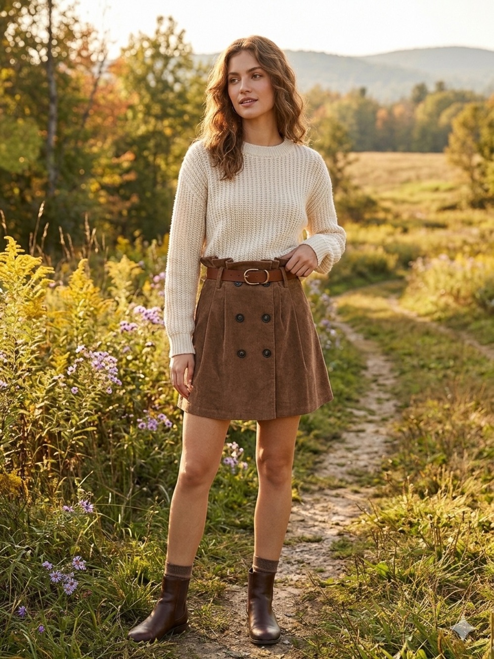 Altar’d State Brown Corduroy Skirt